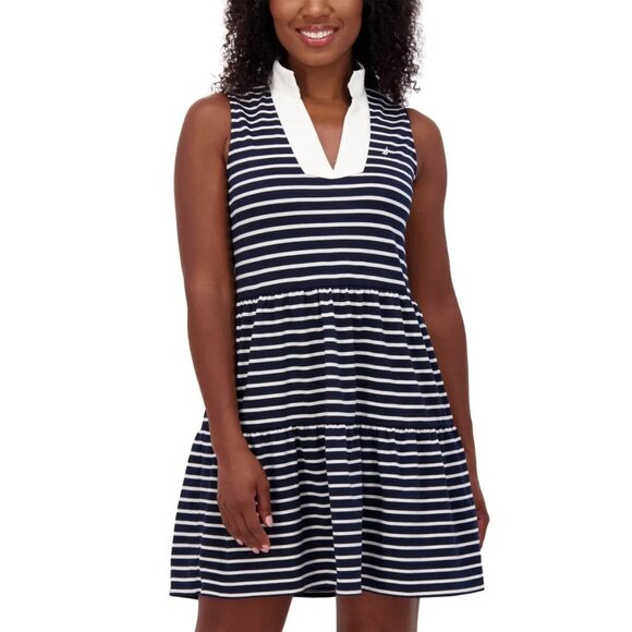 Nautica Jeans Women's Tiered Collar Sleeveless Mini Dress, Navy/Ivory, Size XL - Picture 7 of 9